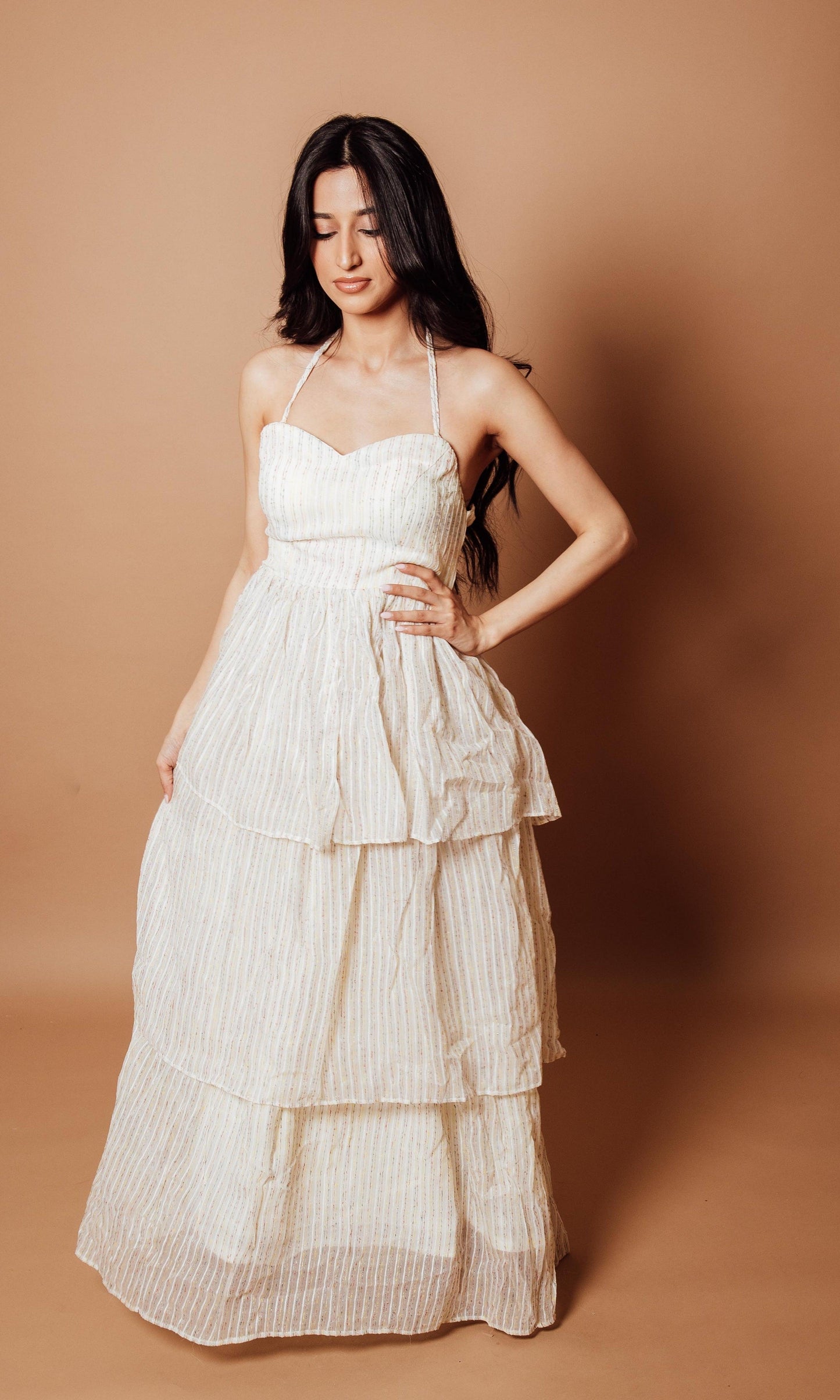 Wynn Tiered White Long Dress