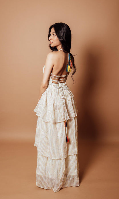 Wynn Tiered White Long Dress