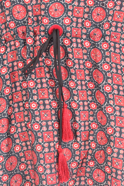 Yana Embroidered Ajrakh Kaftan Top