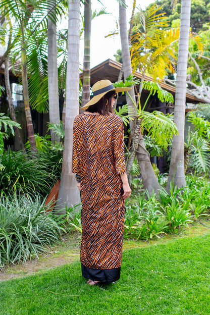 Zanzibar Zebra Longline Caftan with Sleeves
