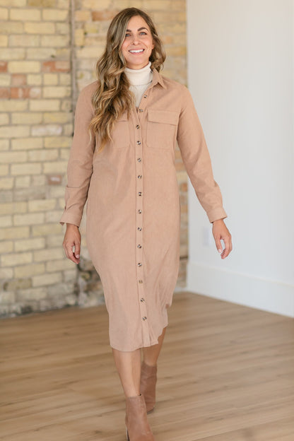Anika Corduroy Shirt Dress