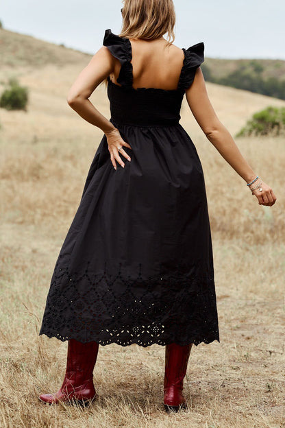 Backroad Beauty Smocked Midi Dress - Black - FINAL SALE - The Avenue44