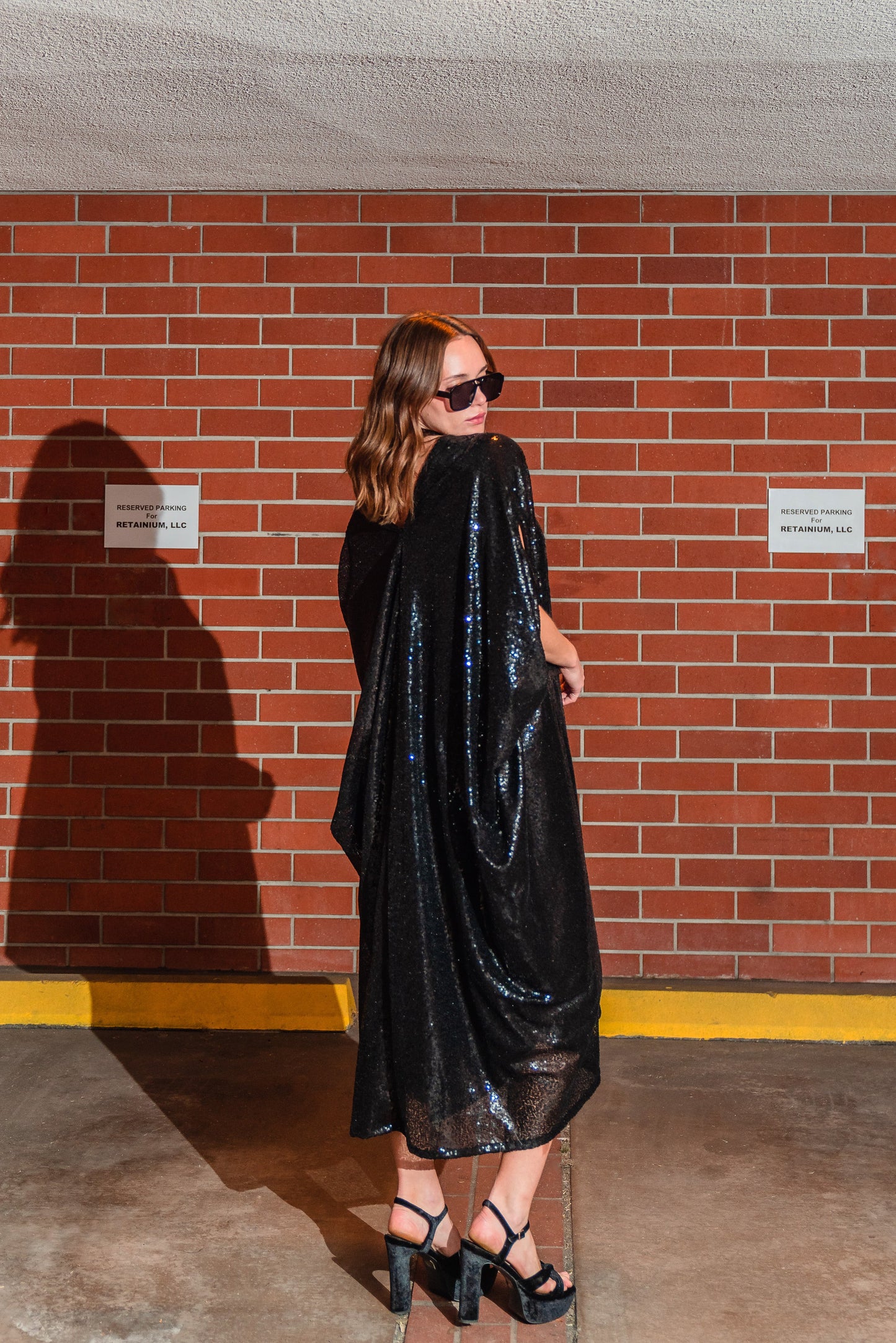 Black Sequin Caftan Kaftan Dress