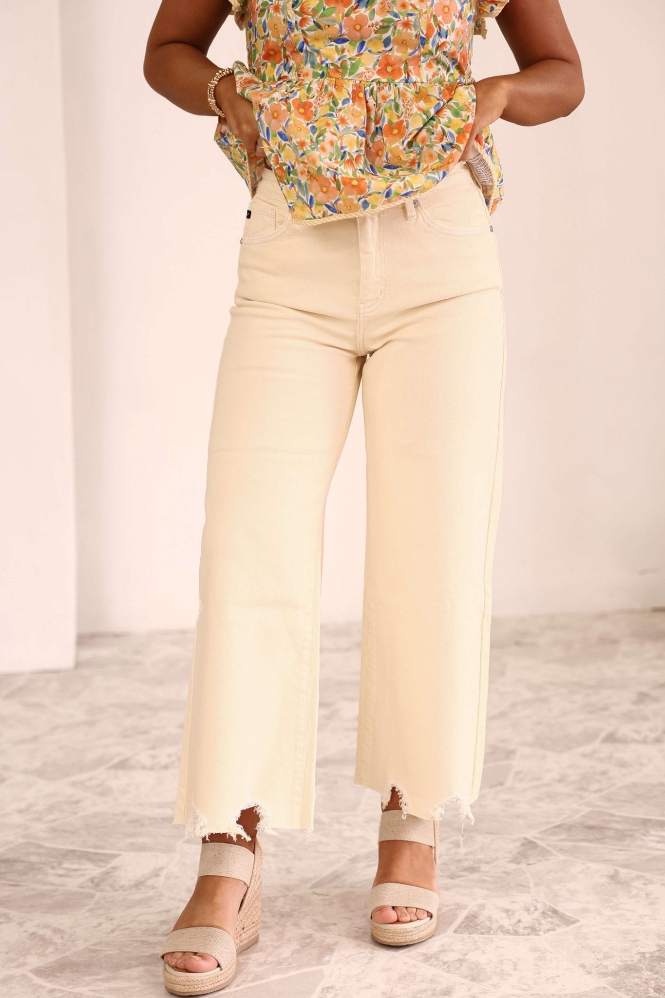Butter Yellow High Rise Wide Leg Jeans - FINAL SALE - The Avenue44