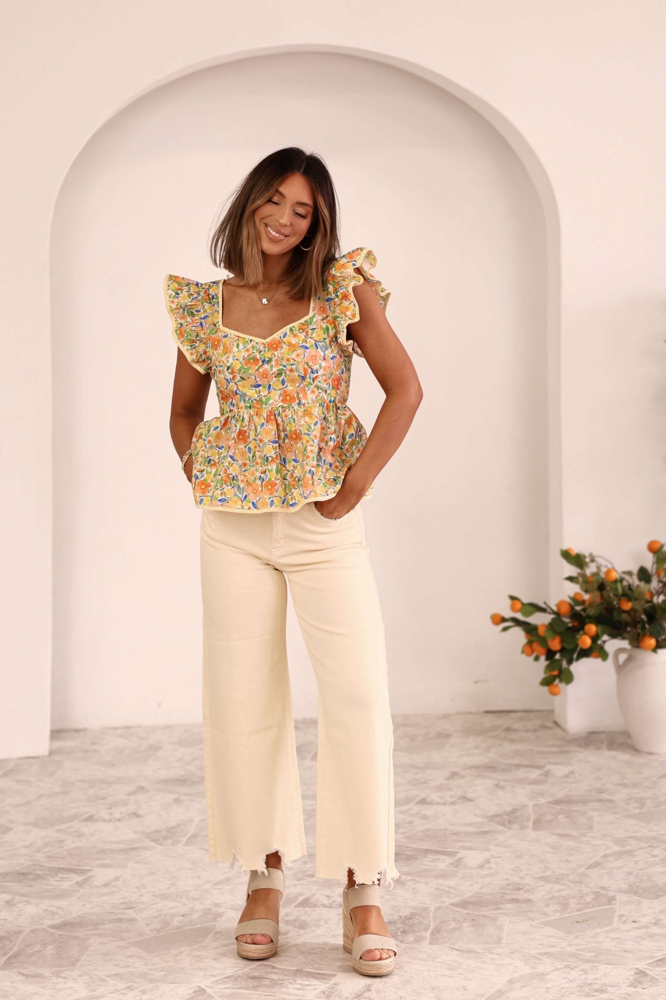 Butter Yellow High Rise Wide Leg Jeans - FINAL SALE - The Avenue44