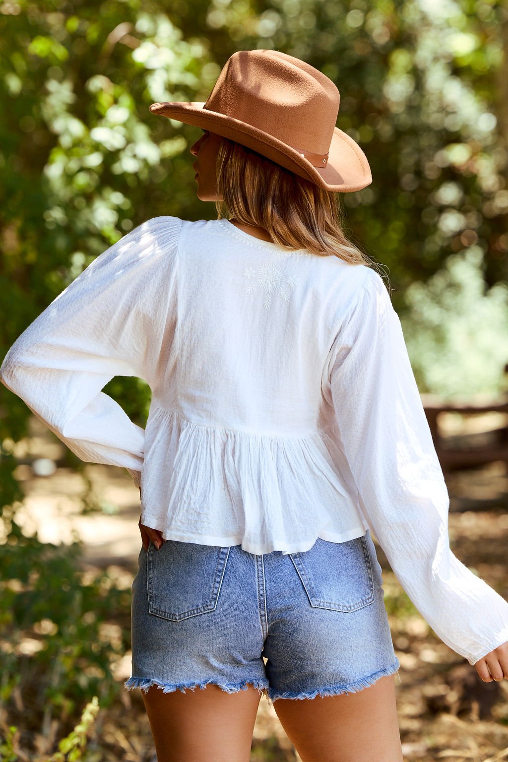 Candace White Embroidered Peplum Top - FINAL SALE - The Avenue44