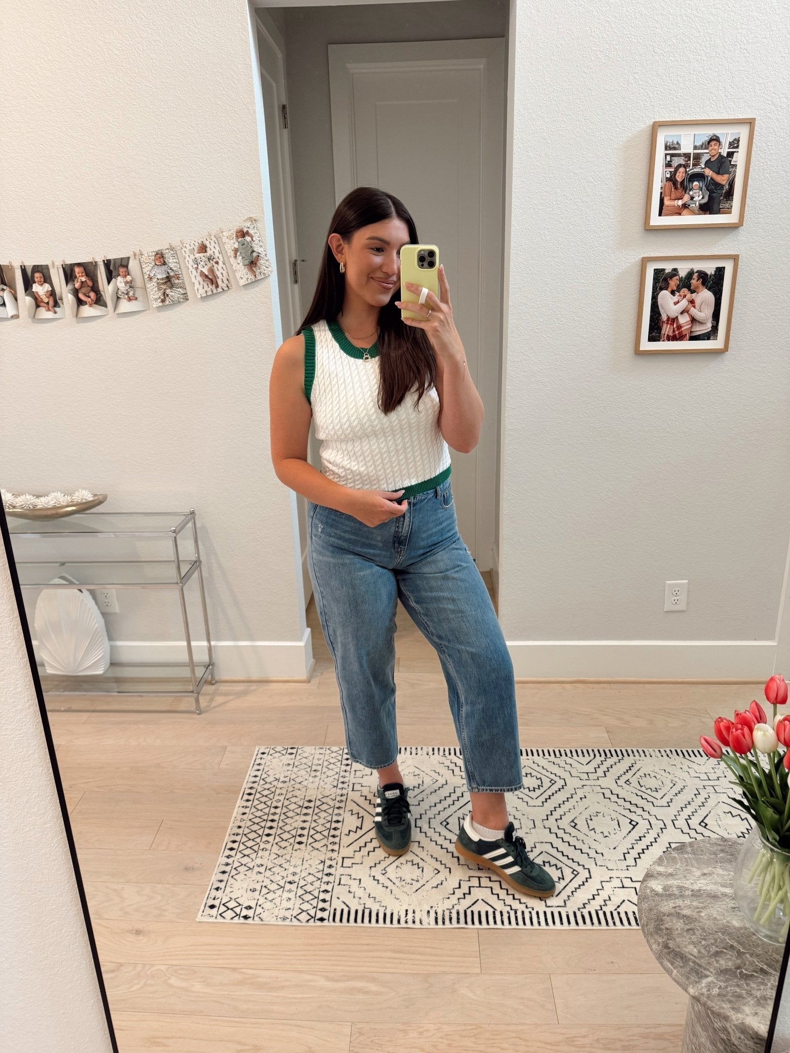Charlotte Ivory and Green Sweater Tank Top - FINAL SALE - The Avenue44