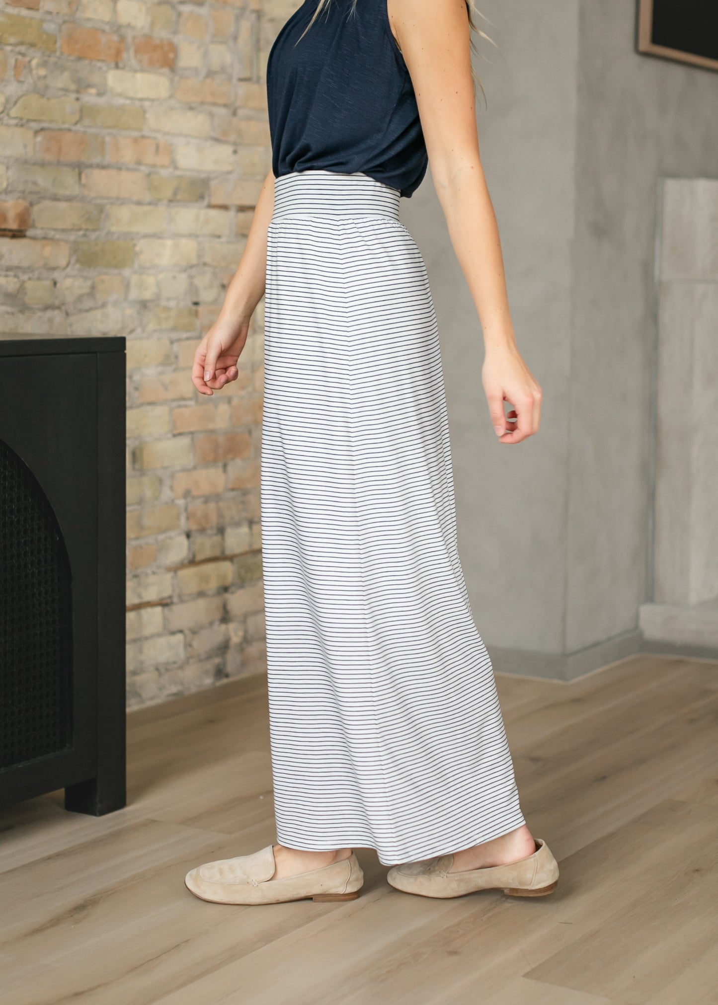 Clarise Striped Premium Knit Maxi Skirt