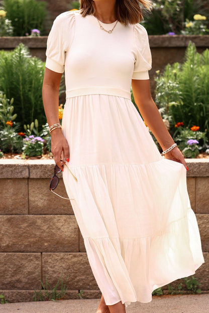 Cream Contrast Tiered Maxi Dress - FINAL SALE - The Avenue44