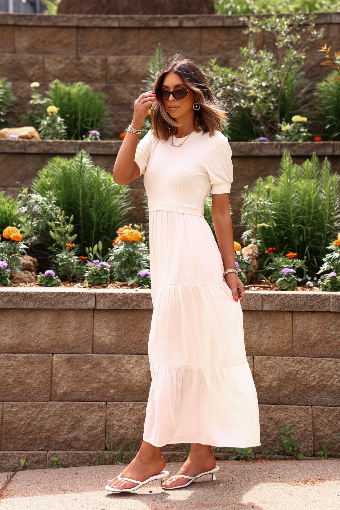Cream Contrast Tiered Maxi Dress - FINAL SALE - The Avenue44