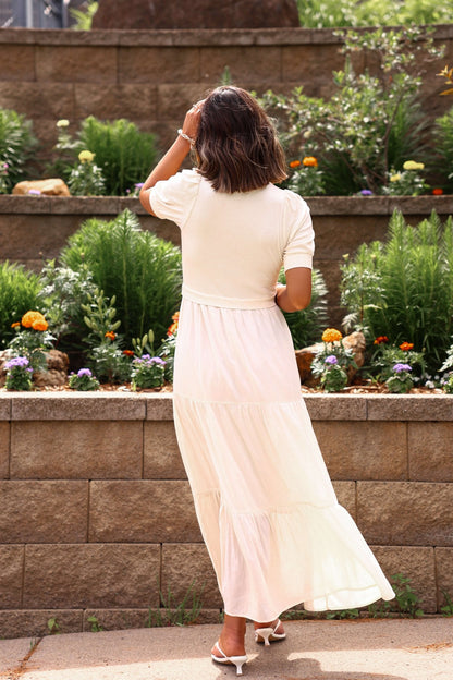 Cream Contrast Tiered Maxi Dress - FINAL SALE - The Avenue44