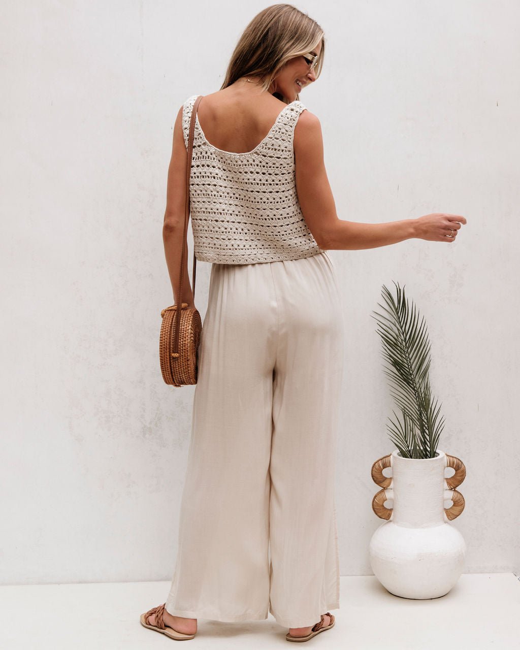 Cream Crochet Slit Jumpsuit - FINAL SALE - The Avenue44