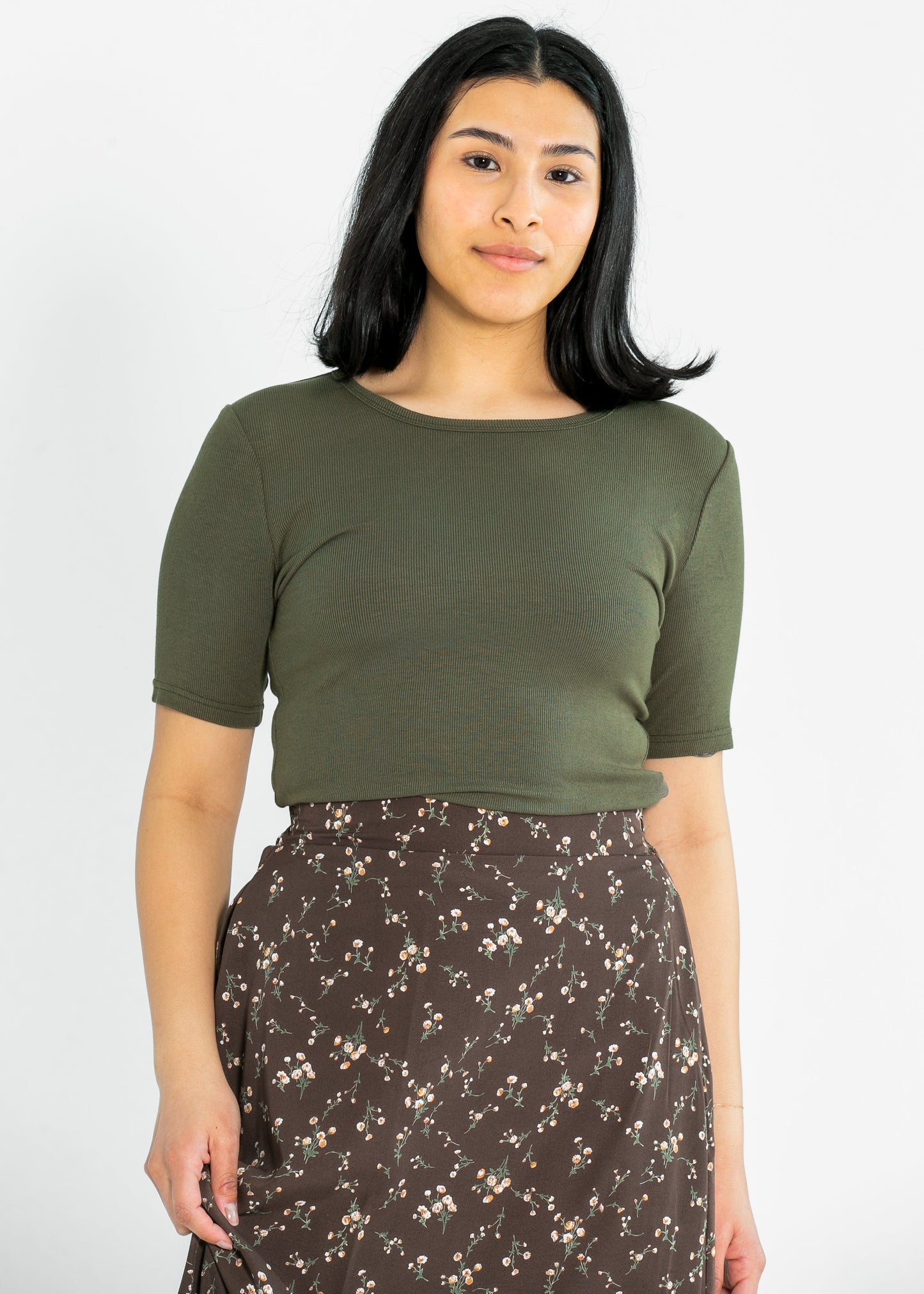 Essential Ribbed Half Sleeve Tee