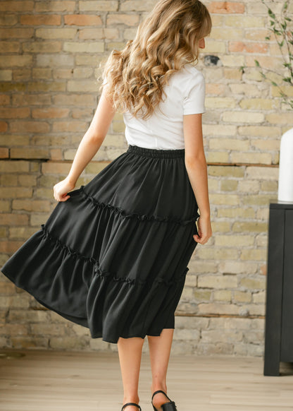 Giana Ruffle Tiered Midi Skirt