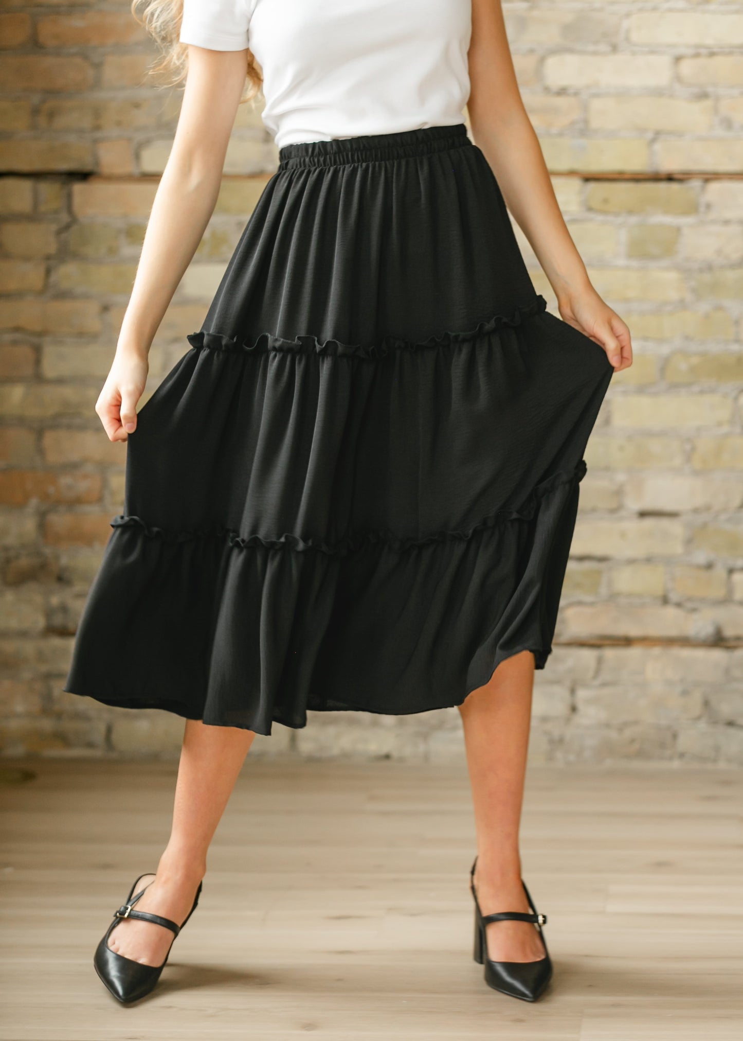 Giana Ruffle Tiered Midi Skirt