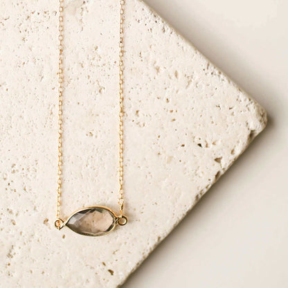 Smoky Quartz Gold Minimalist Necklace
