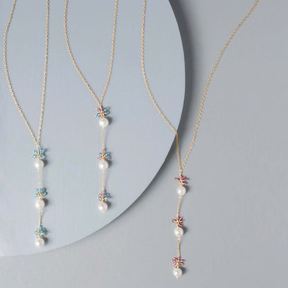 Pearl and Aquamarine Quartz Necklace