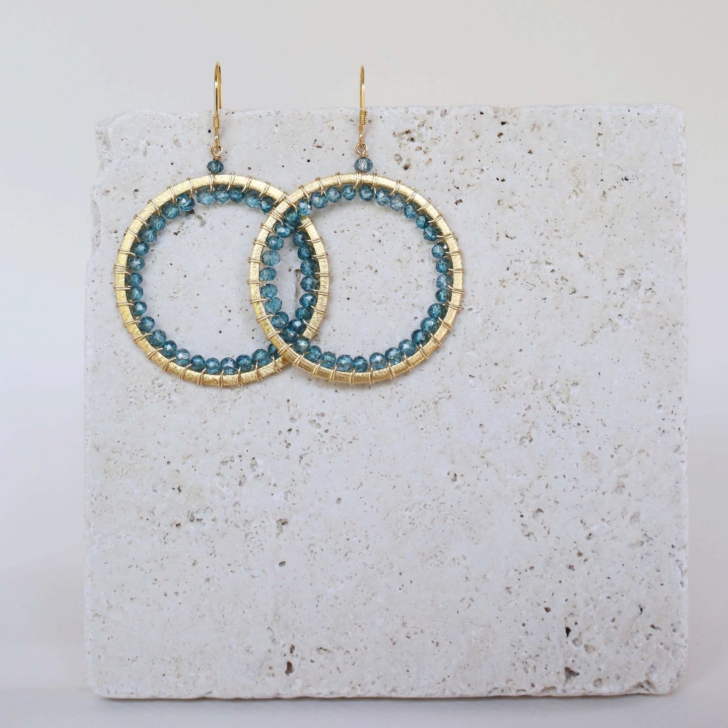 London Blue Quartz Halo Earrings