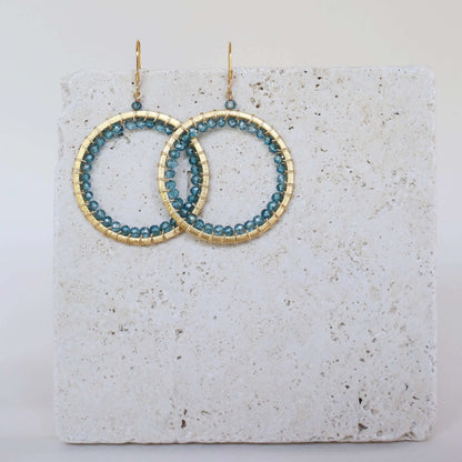 London Blue Quartz Halo Earrings