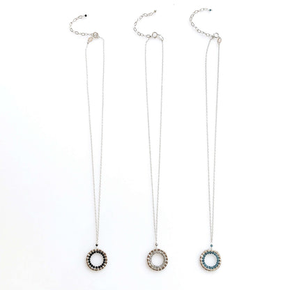 London Blue Quartz Halo Mini Silver Pendant