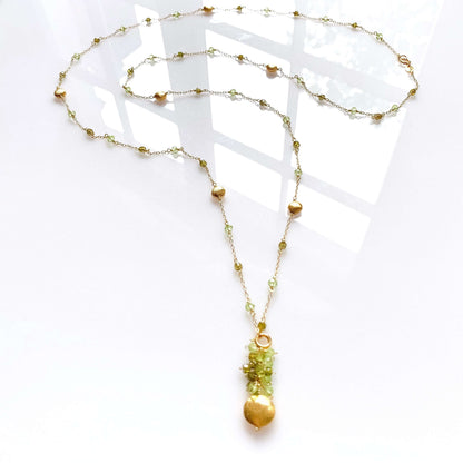 Long Peridot & Green Amethyst Beaded Chain