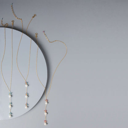 Pearl and Aquamarine Quartz Necklace