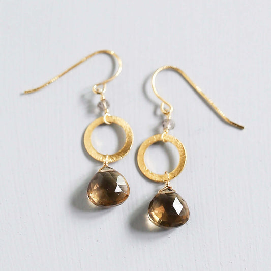 The Airie Earring - Smoky Quartz Gold