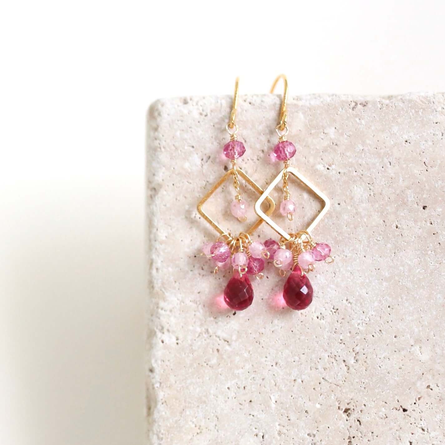 Dark Pink Tourmaline Pixy Earring