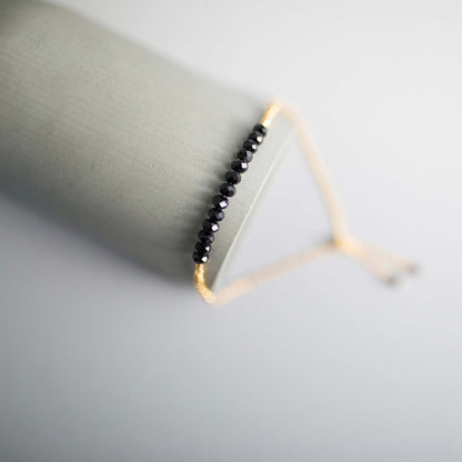Black Spinel Adjustable Stacking Bracelet