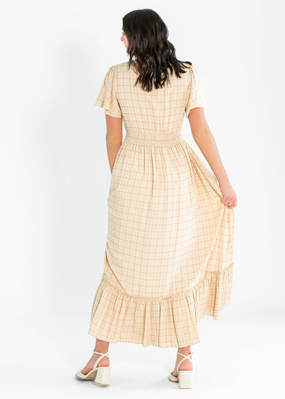 Isabella Windowpane Maxi Dress