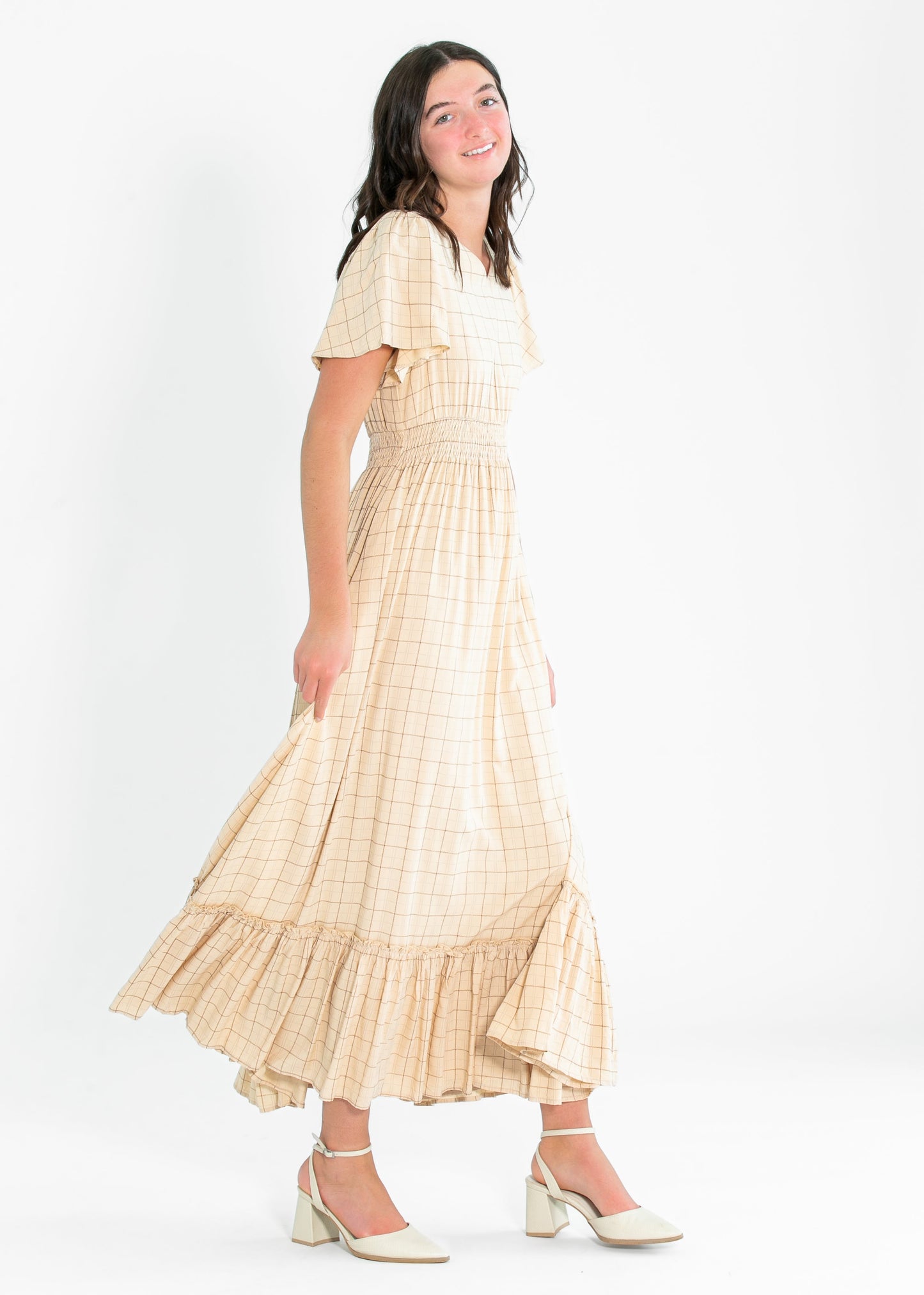 Isabella Windowpane Maxi Dress