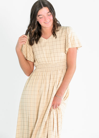 Isabella Windowpane Maxi Dress