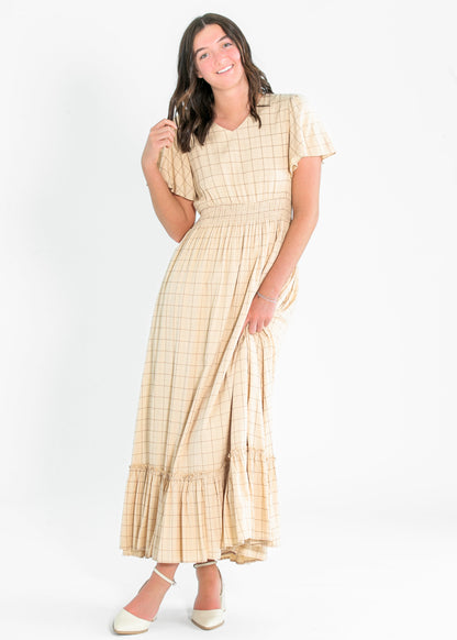 Isabella Windowpane Maxi Dress