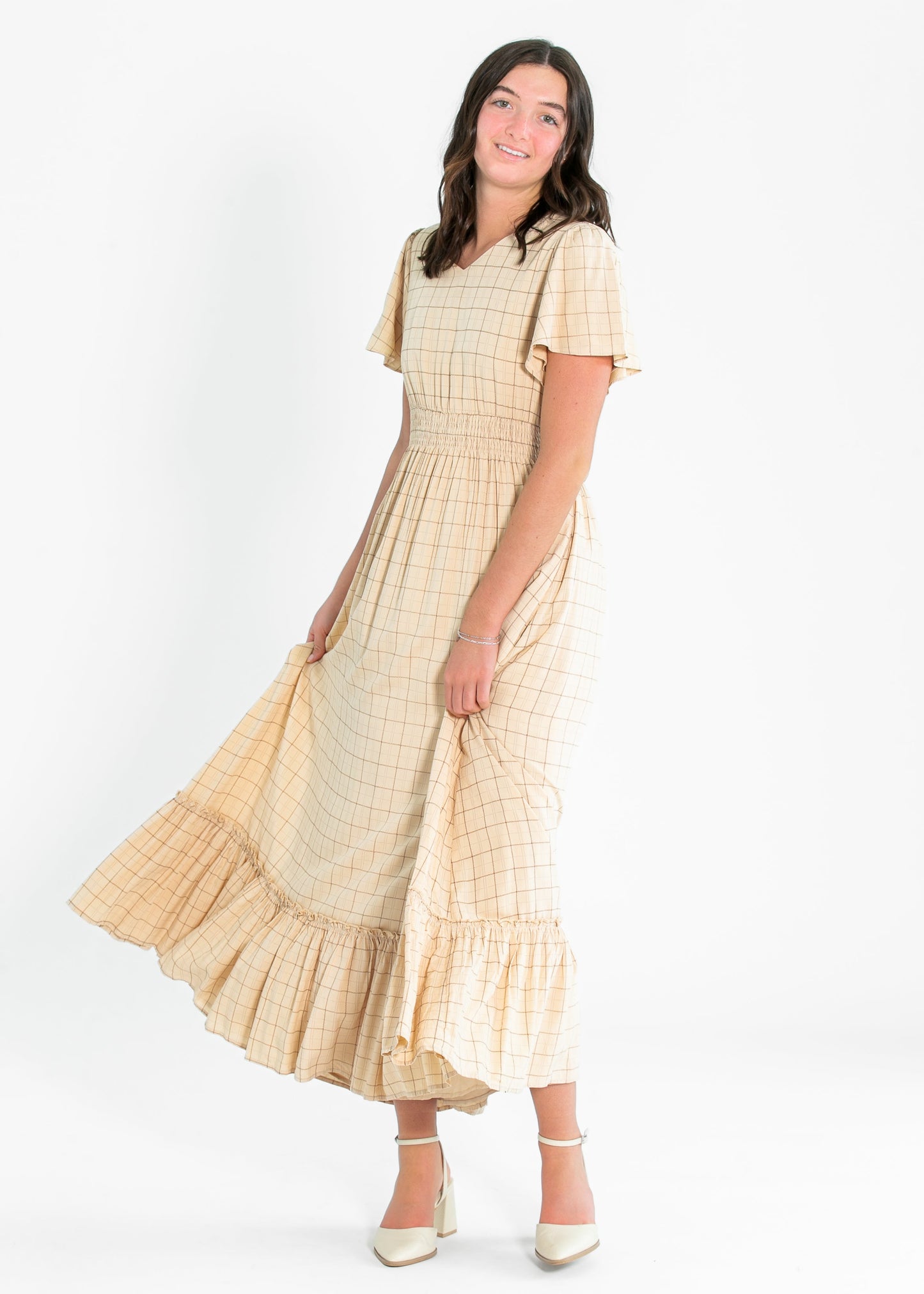 Isabella Windowpane Maxi Dress