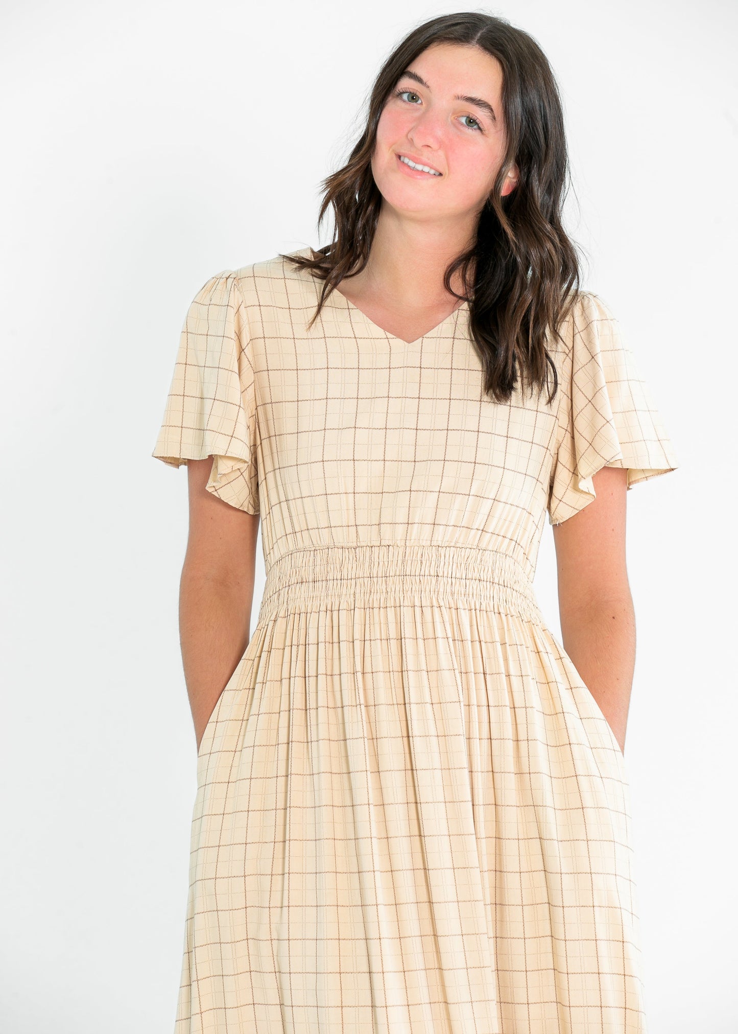 Isabella Windowpane Maxi Dress