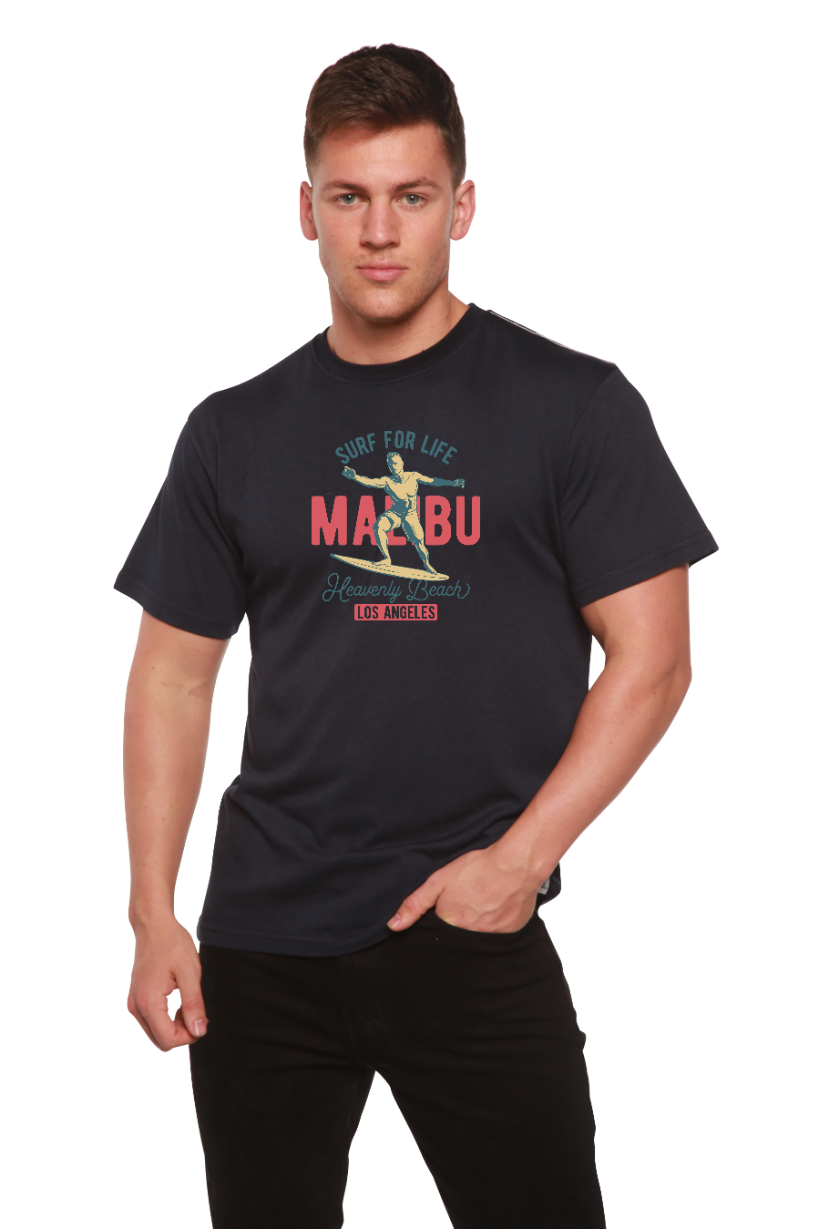 MALIBU Men's Bamboo Viscose/Organic Cotton Short Sleeve Graphic T-Shirt