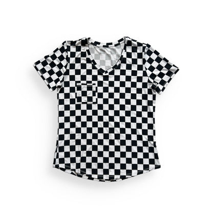 MAMA V-NECK- B+W Check - The Avenue44