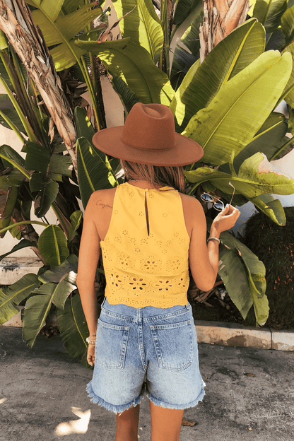 Marigold Yellow Eyelet Tank Top - FINAL SALE - The Avenue44