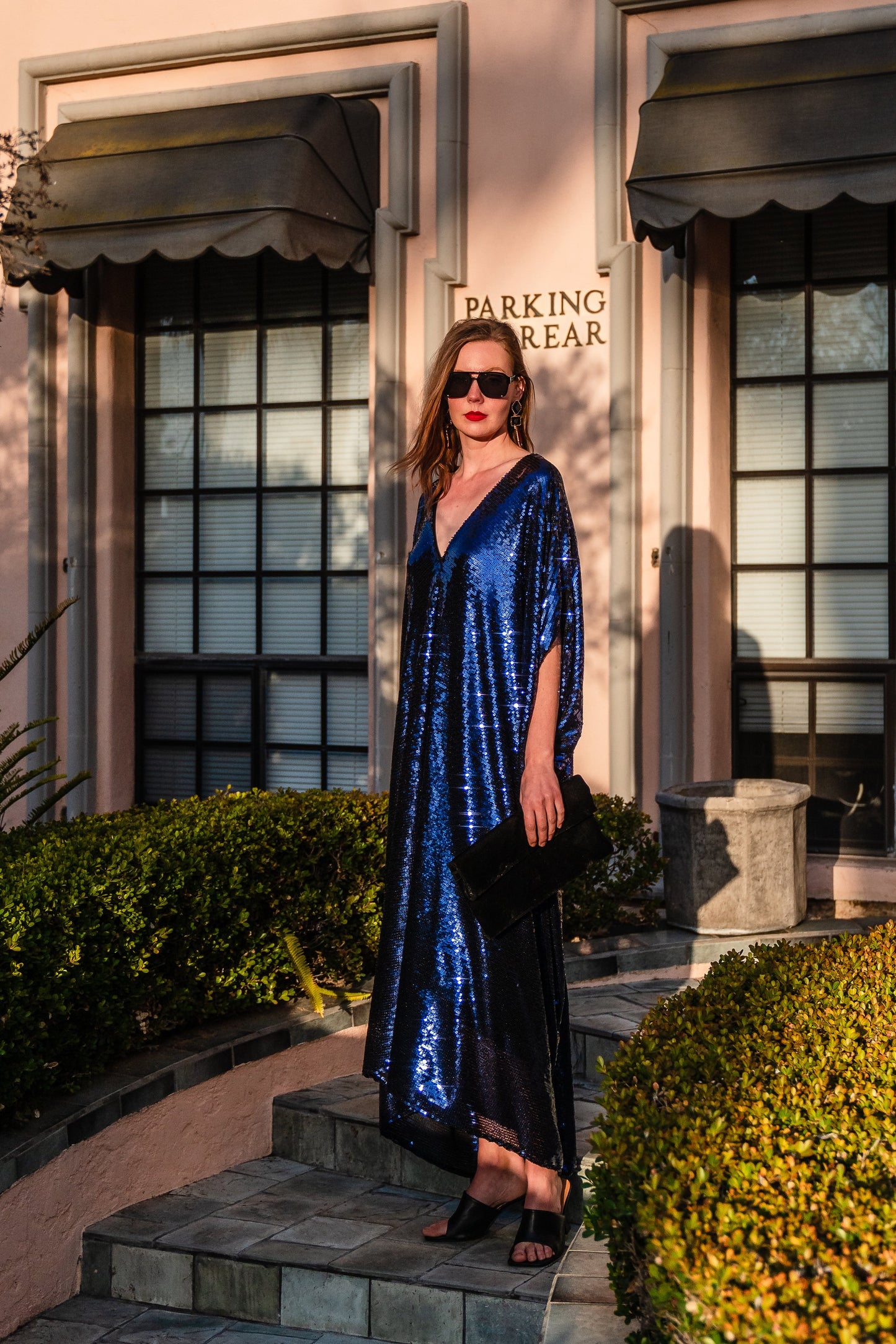 Night Sapphire Sequin Caftan Kaftan Dress