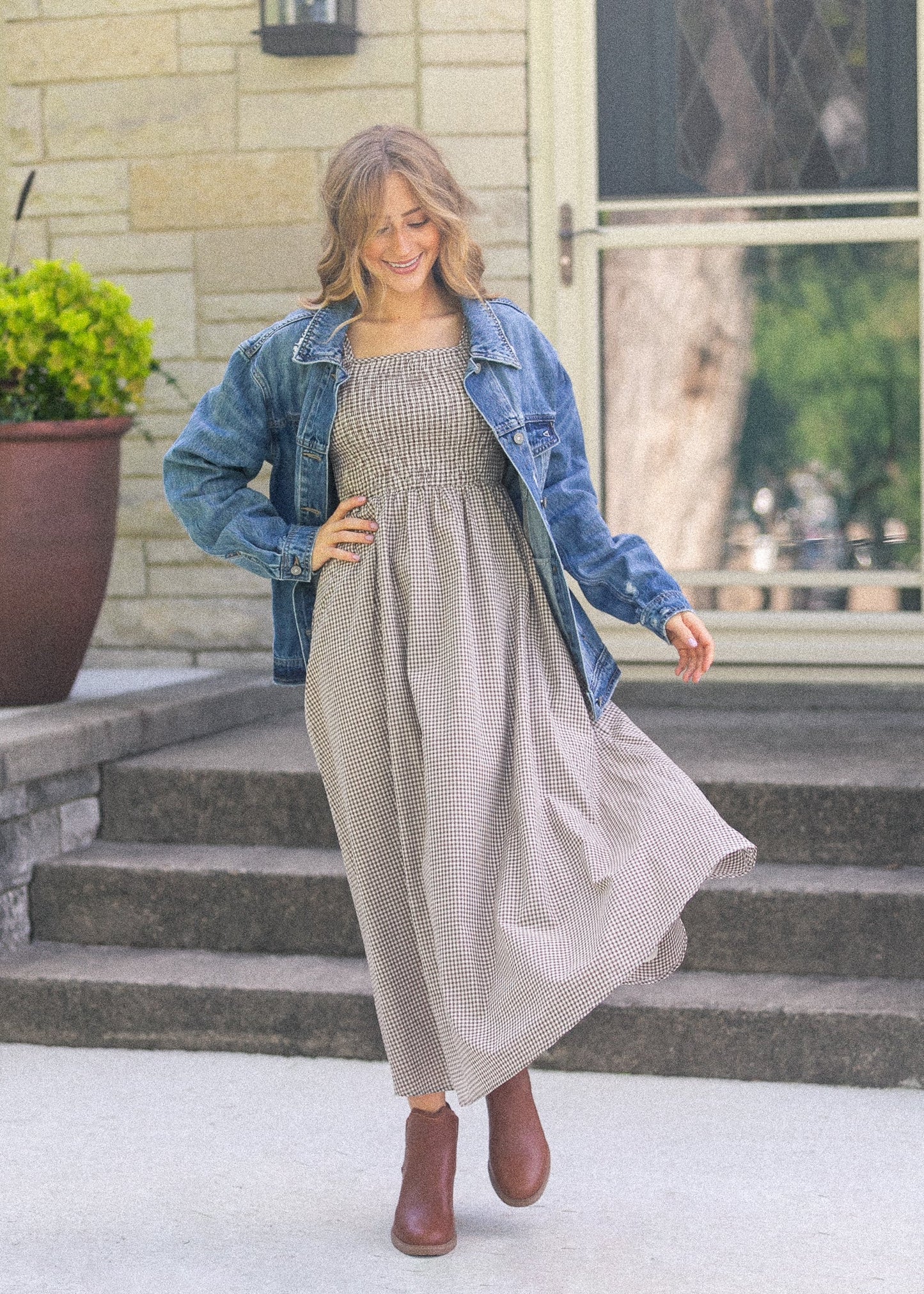 Kayleen Gingham Maxi Dress