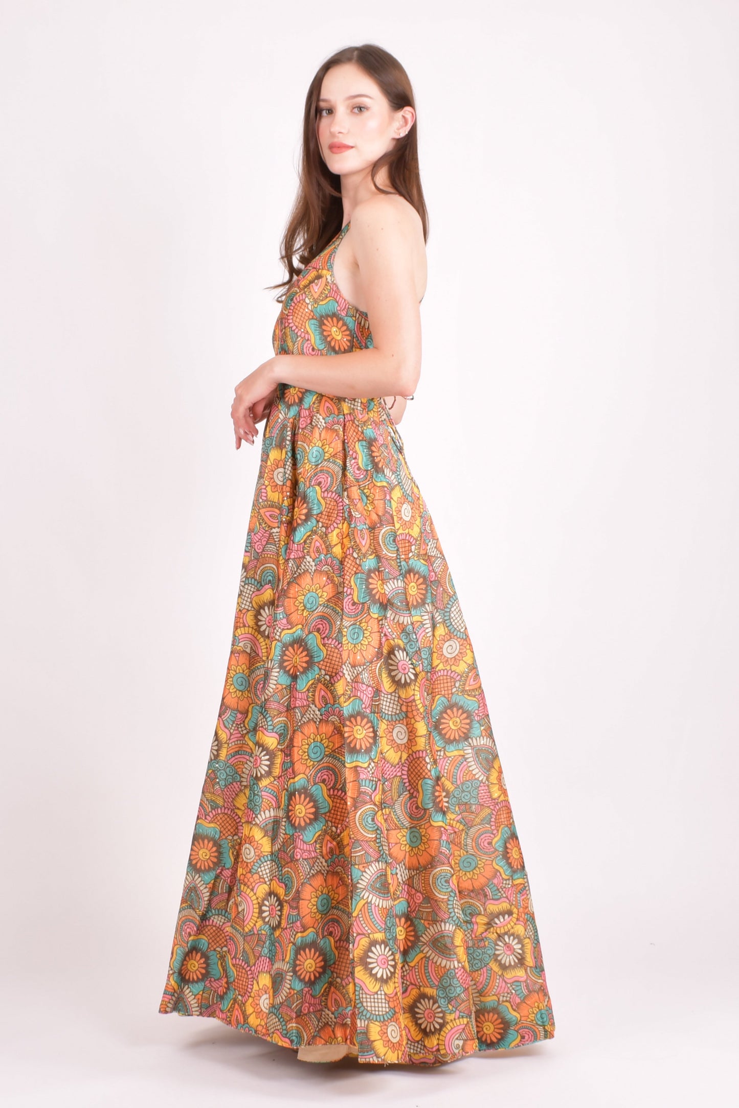 Cora Long Dress with Sequins Work