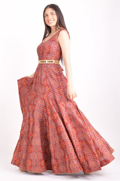 Darrie Maroon Silk Gown