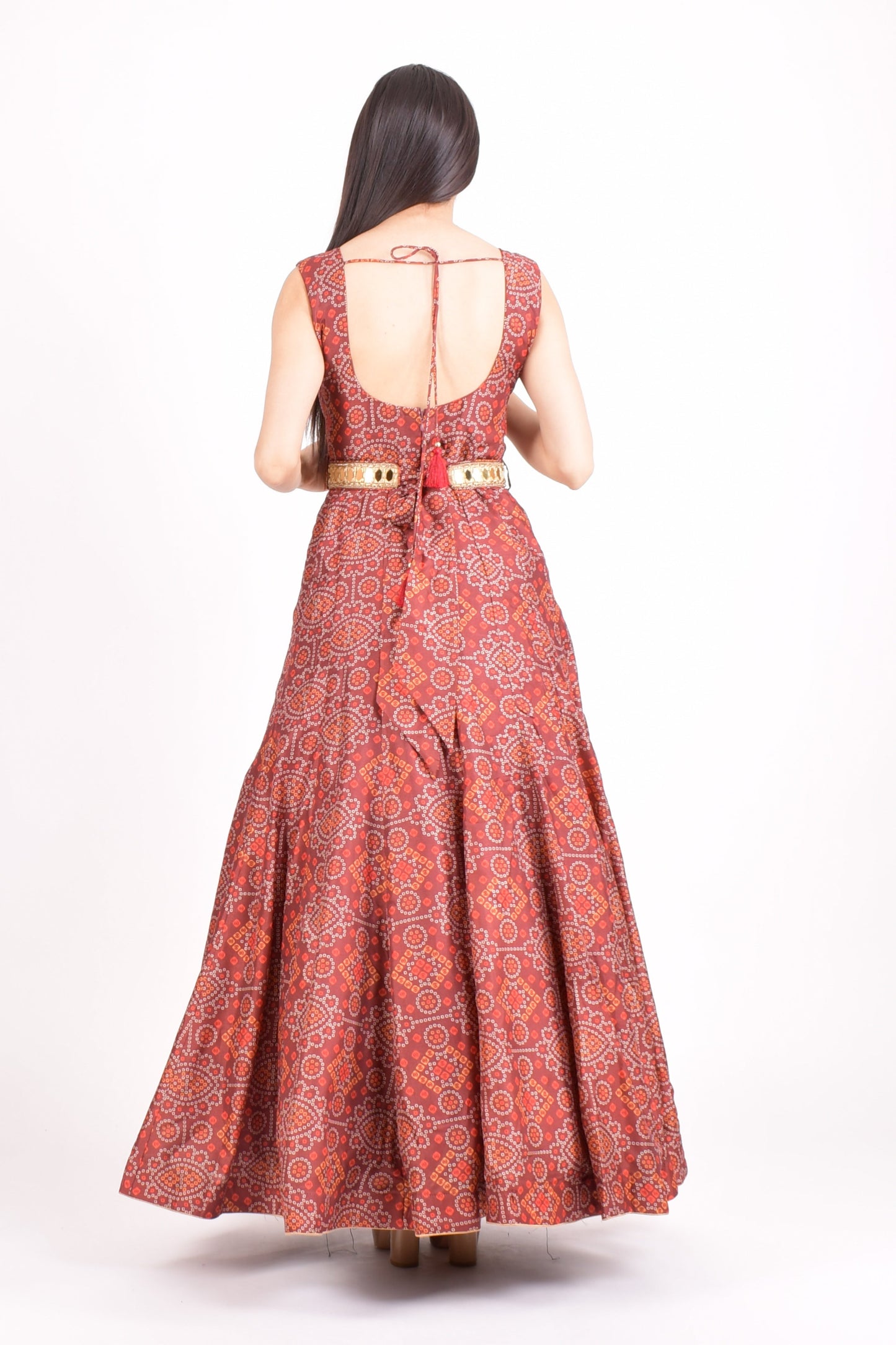 Darrie Maroon Silk Gown