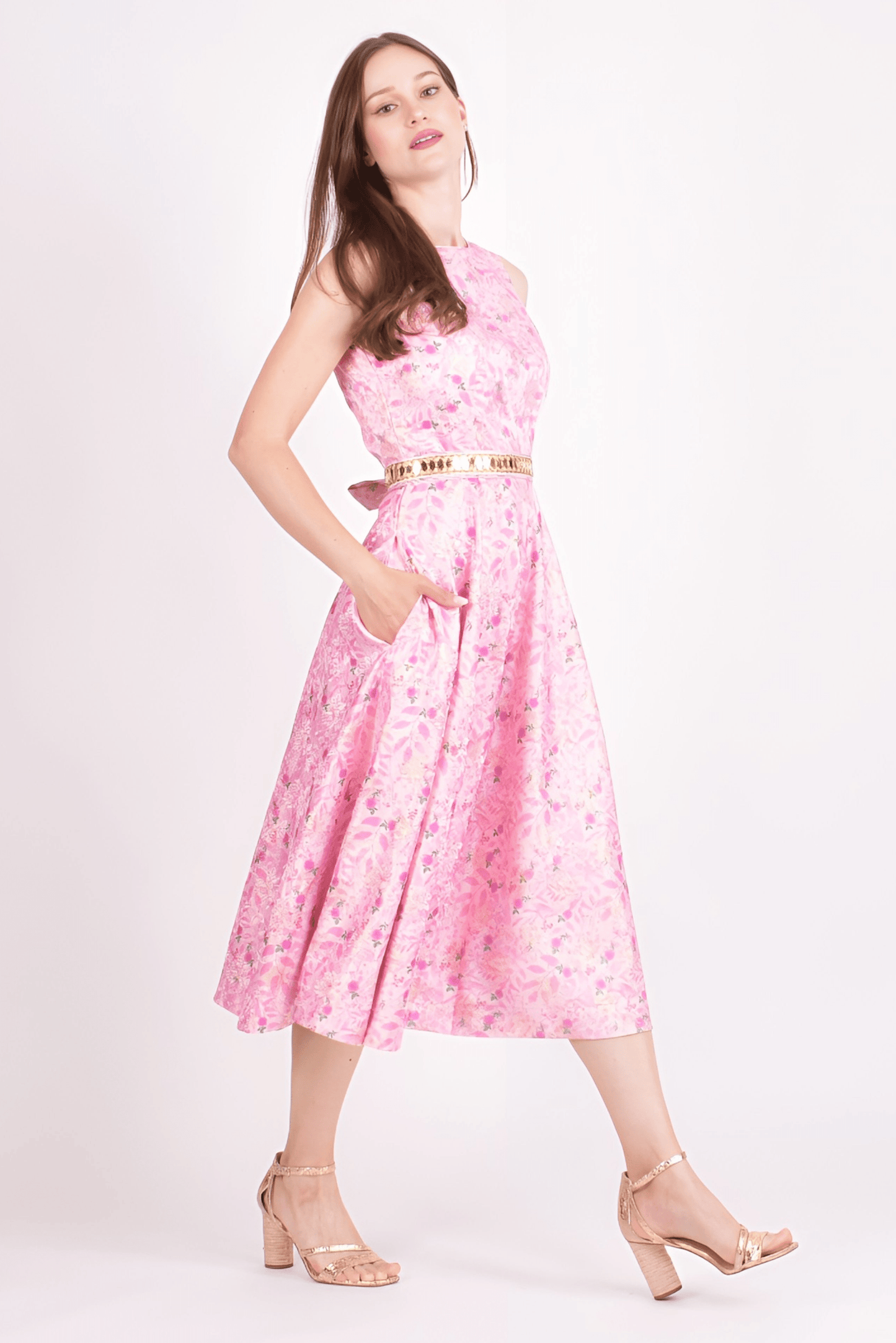 Laurel Jacquard Embroidered Midi Dress