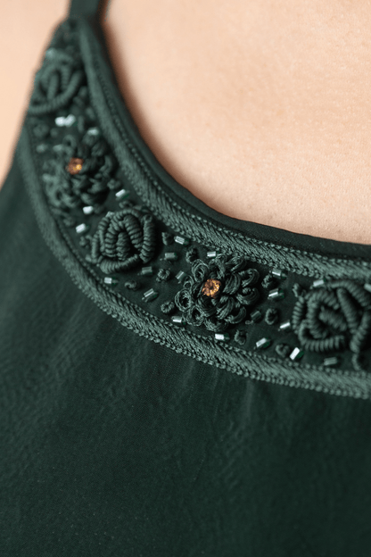 Mirena Green A-Line Long Dress