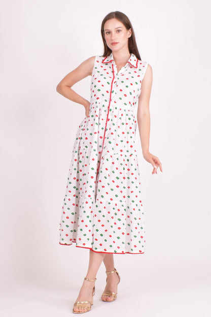 Olinda Cotton Tiered Midi Dress