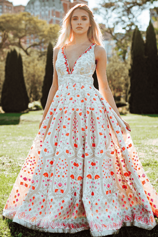 Selina Silk Jacquard Gown