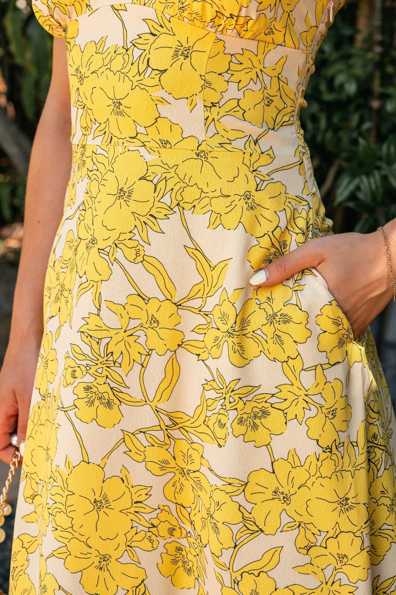 Sunset Yellow Floral Strapless Midi Dress - FINAL SALE - The Avenue44