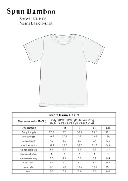The Original Men's Bamboo Viscose/Organic Cotton Short Sleeve T-Shirt - Classic Cut