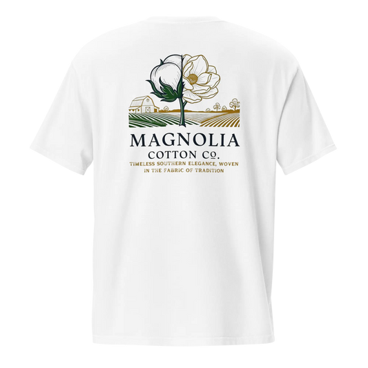 Magnolia White Timeless Southern Elegance T-Shirt – Magnolia Cotton Co.